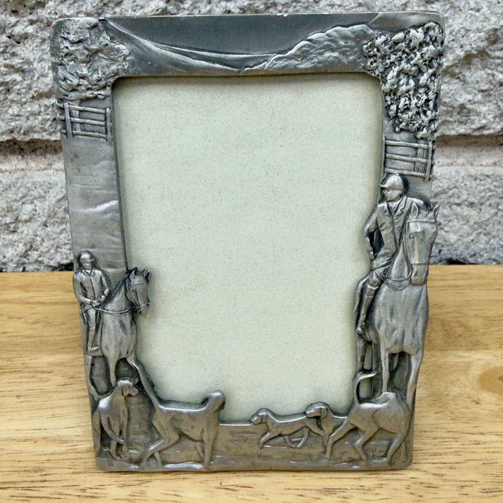 Vintage 1989 Seagull Pewter Equestrian-Themed Picture Frame